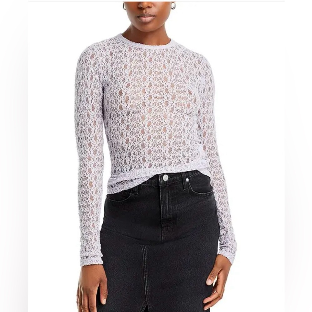 Frame Denim Lavender Lace Long Sleeve Top
